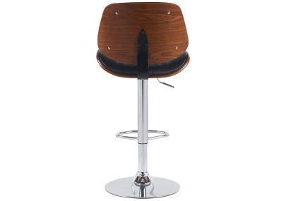Tabouret de bar Clawson, similicuir, chrome, noyer/noir