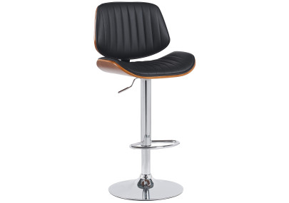 Tabouret de bar Clawson, similicuir, chrome, noyer/noir