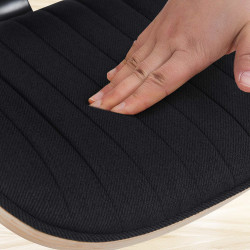 Taburete de bar Clawson, tapizado en tela, cromado, natural/negro