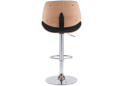 Taburete de bar Clawson, tapizado en tela, cromado, natural/negro