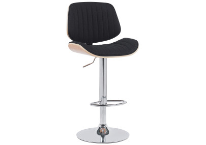 Taburete de bar Clawson, tapizado en tela, cromado, natural/negro