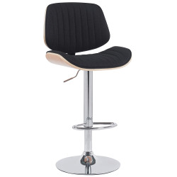 Taburete de bar Clawson, tapizado en tela, cromado, natural/negro