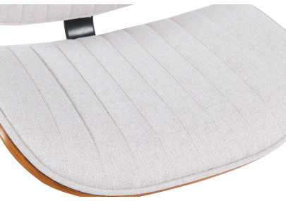 Sgabello da bar Clawson, tessuto, cromato, noce/crema