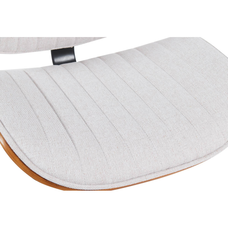 Sgabello da bar Clawson, tessuto, cromato, noce/crema