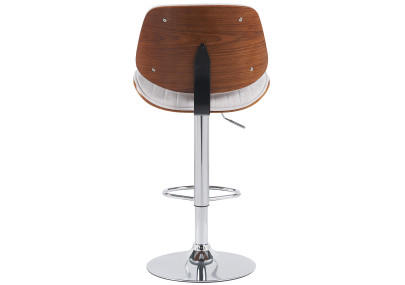 Sgabello da bar Clawson, tessuto, cromato, noce/crema