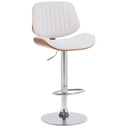 Tabouret de bar Clawson, tissu, chrome noix/crème