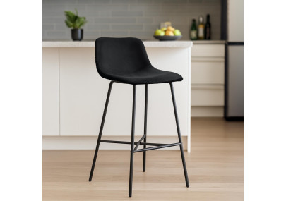 Tabouret de bar Altona en velours noir