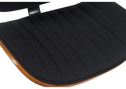 Taburete de bar Clawson, tapizado en tela, cromado, nogal/negro