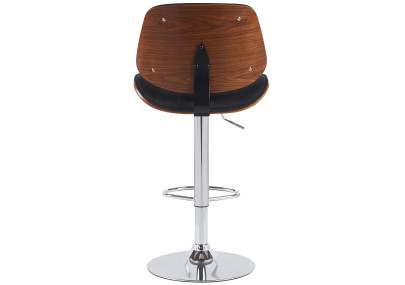 Taburete de bar Clawson, tapizado en tela, cromado, nogal/negro