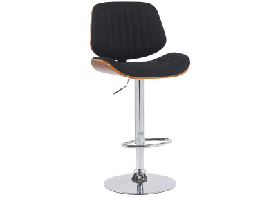 Tabouret de bar Clawson, tissu, chrome, noyer/noir