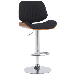 Tabouret de bar Clawson, tissu, chrome, noyer/noir