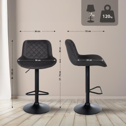 Tabouret de bar en velours Kasson noir