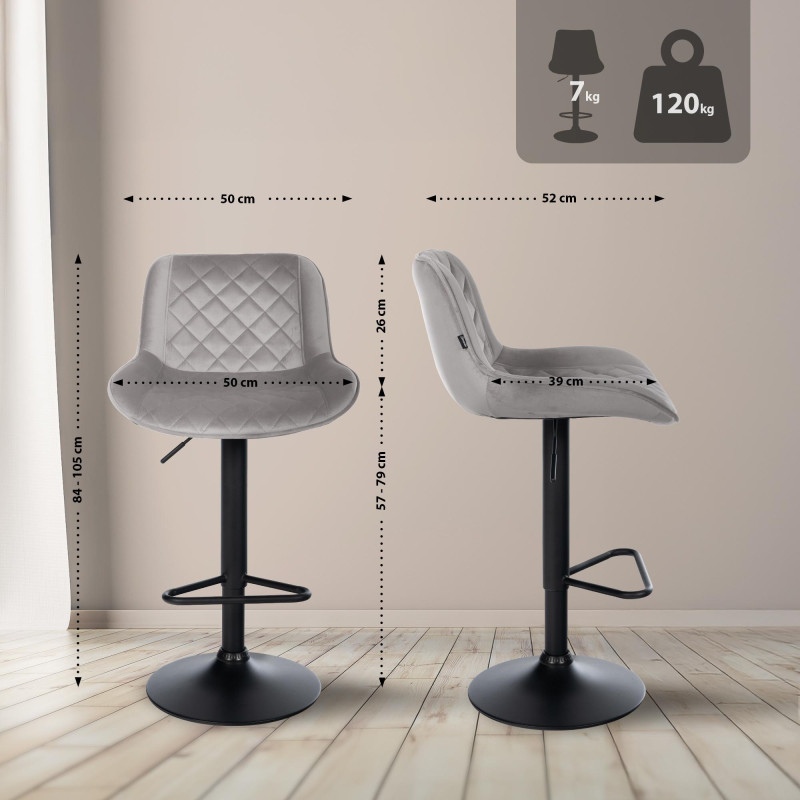 Sgabello da bar grigio velluto Kasson