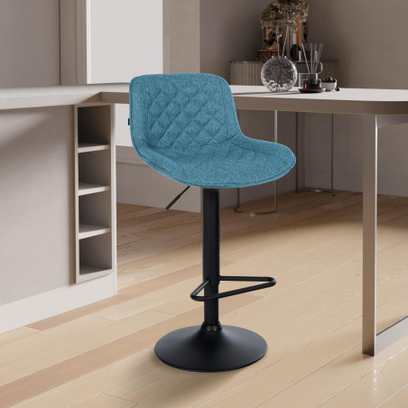 Tabouret de bar en tissu Kasson bleu