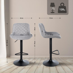 Tabouret de bar en tissu Kasson gris