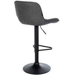 Tabouret de bar Kasson, tissu noir