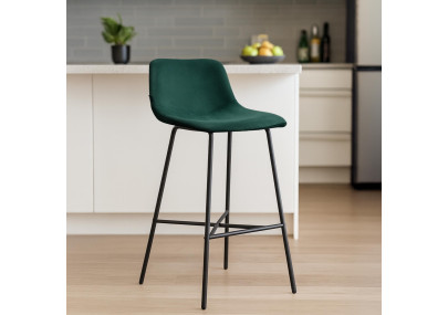 Tabouret de bar Altona en velours vert