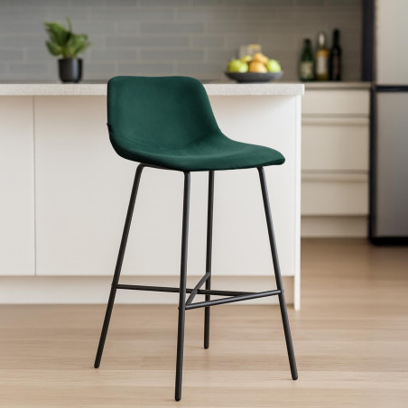 Tabouret de bar en velours Altona vert