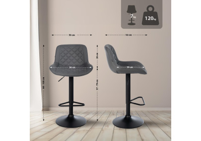 Tabouret de bar Kasson, similicuir, gris