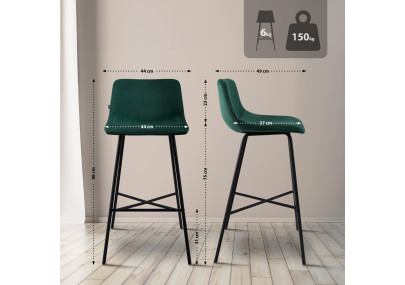 Tabouret de bar Altona en velours vert