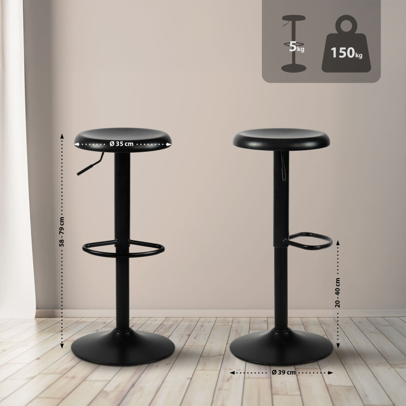 Taburete de bar Williston, negro