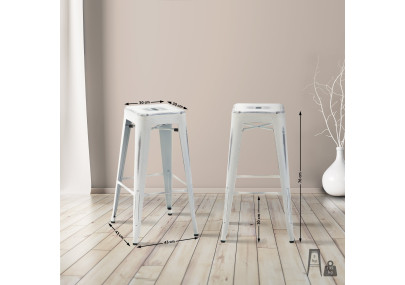 Ensemble de 4 tabourets de bar Joshua blanc antique