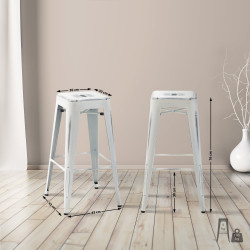 Ensemble de 4 tabourets de bar Joshua blanc antique