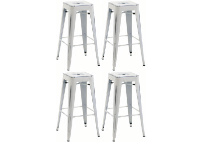 Ensemble de 4 tabourets de bar Joshua blanc antique