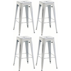 Ensemble de 4 tabourets de bar Joshua blanc antique