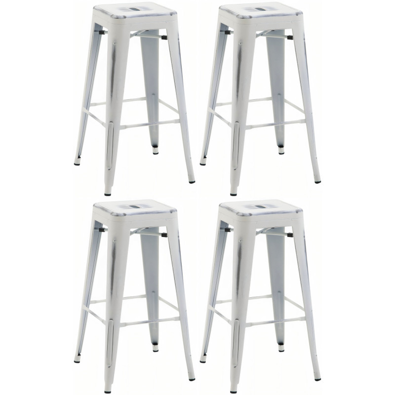 Juego de 4 taburetes de bar Joshua blanco antiguo
