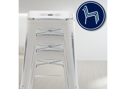 Conjunto de 4 banquetas Joshua em branco antigo