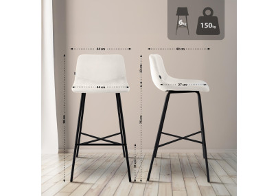 Tabouret de bar Altona en velours, crème