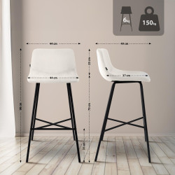 Tabouret de bar en velours Altona crème