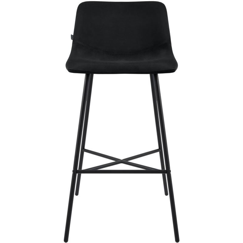 Tabouret de bar en velours Altona noir