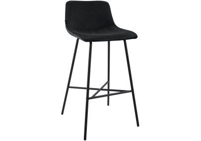 Taburete de bar Altona de terciopelo, negro