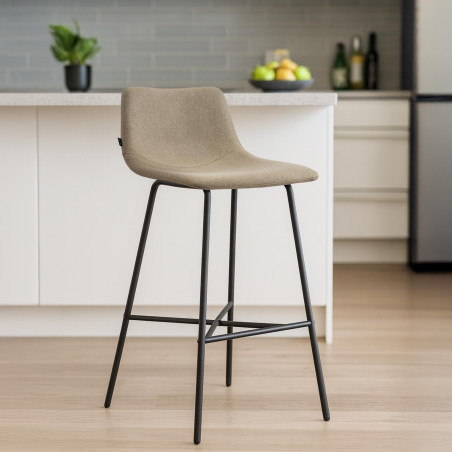 Tabouret de bar Altona, tissu taupe
