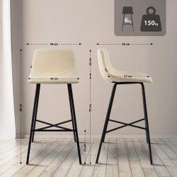 Tabouret de bar Altona, tissu crème