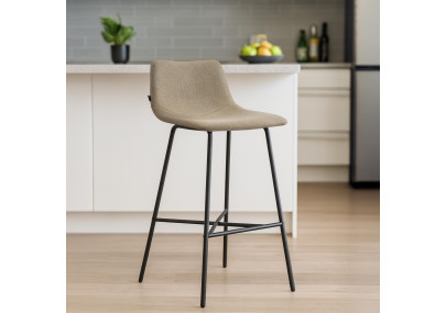 Tabouret de bar Altona, tissu taupe