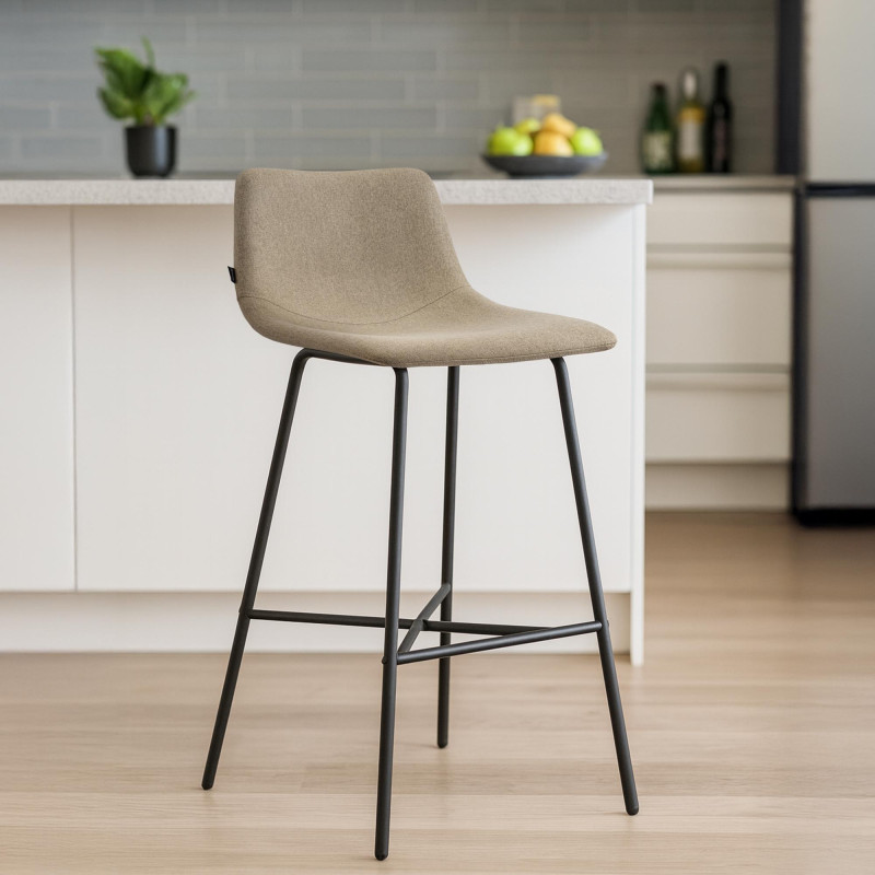 Tabouret de bar en tissu Altona taupe