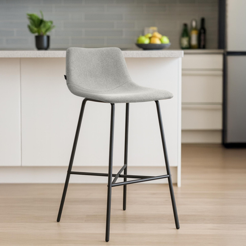 Tabouret de bar Altona, tissu gris