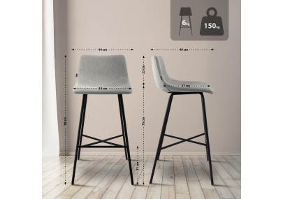 Tabouret de bar Altona, tissu gris
