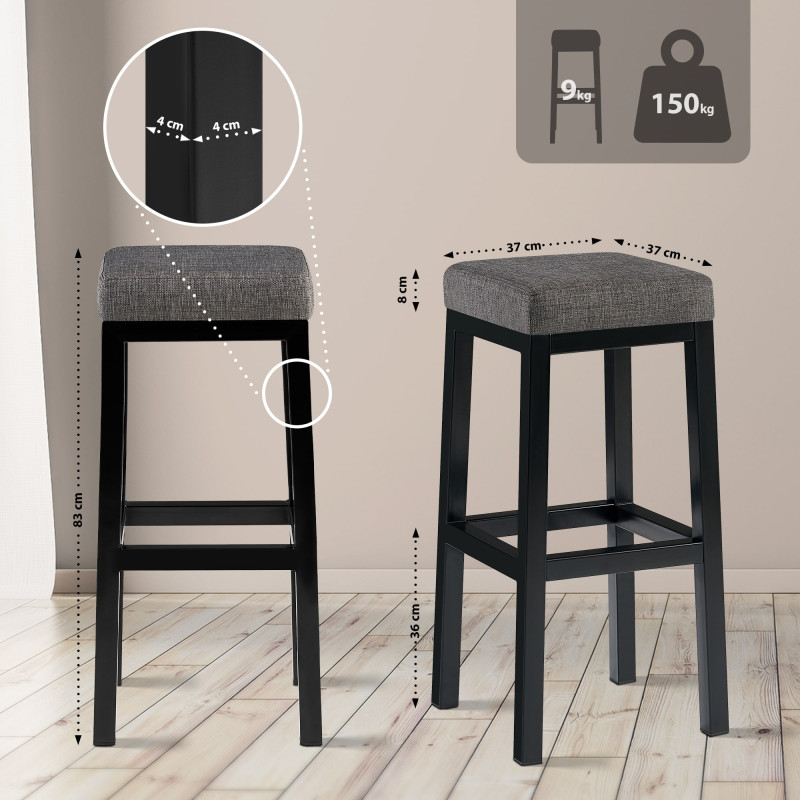 Tabouret de bar en tissu Taylor B85 gris