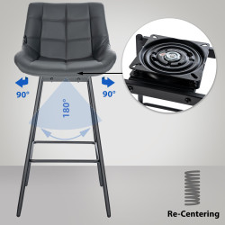 Conjunto de 4 banquetas giratórias Weston, em couro sintético, cinza.