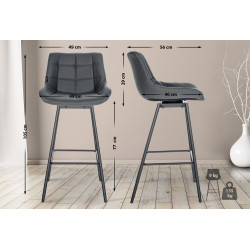 Ensemble de 4 tabourets de bar pivotants Weston en similicuir gris