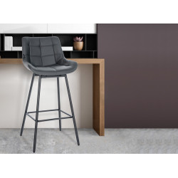 Conjunto de 4 banquetas giratórias Weston, em couro sintético, cinza.