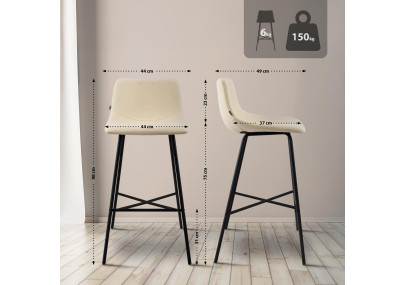 Tabouret de bar Altona tissu crème