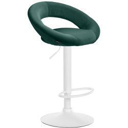 Tabouret de bar Olinda, velours, blanc vert