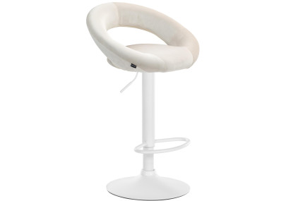 Tabouret de bar Olinda en velours, blanc/crème