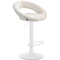 Taburete de bar Olinda de terciopelo, blanco/crema