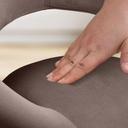 Banqueta de bar Olinda, veludo, branco/marrom